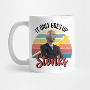 Stonks only go up dank meme man Mug